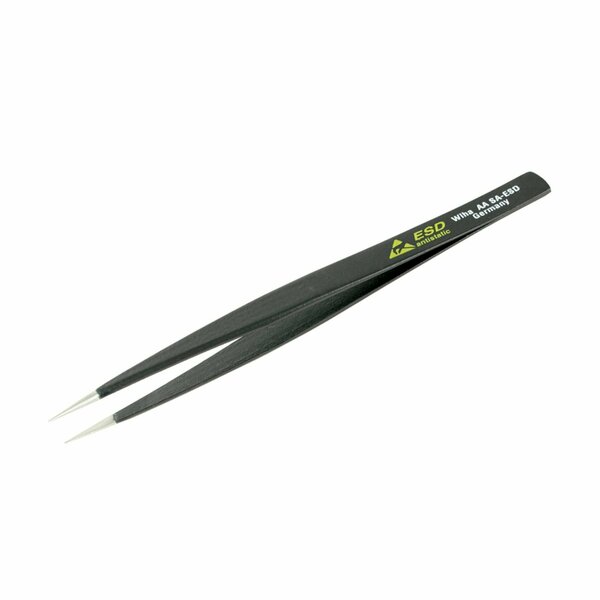 Wiha Stainless Steel Fine Point Professional ESD Precision Tech Tweezer, 130mm Length 44501